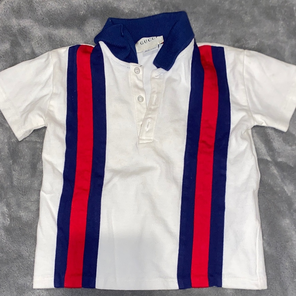 Gucci Kids Polo with Red and Blue Stripes